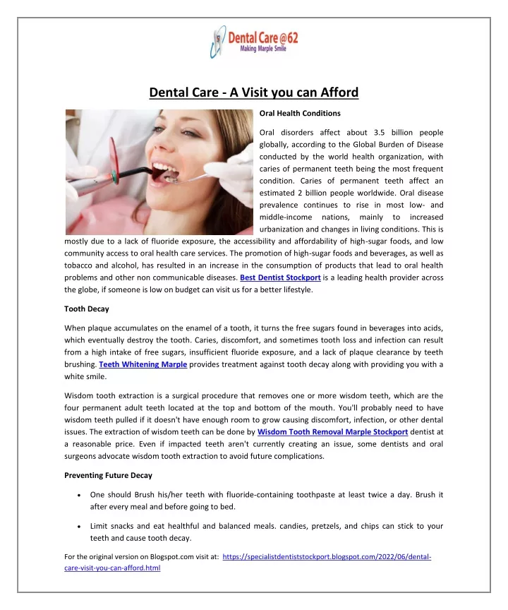 dental care a visit you can afford