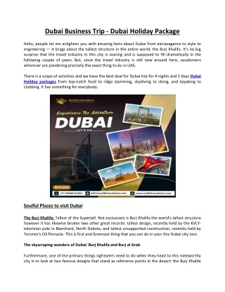 Dubai Business Trip - Dubai Holiday Package