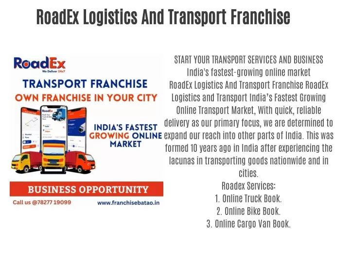 roadex logistics and transport franchise