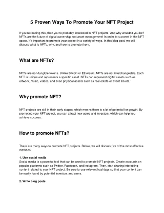5 Proven Ways To Promote Your NFT Project