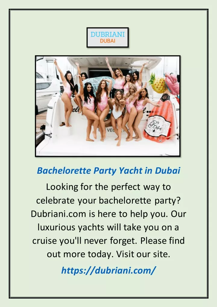 bachelorette party yacht in dubai