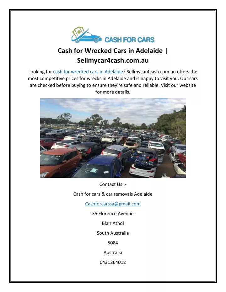 cash for wrecked cars in adelaide sellmycar4cash