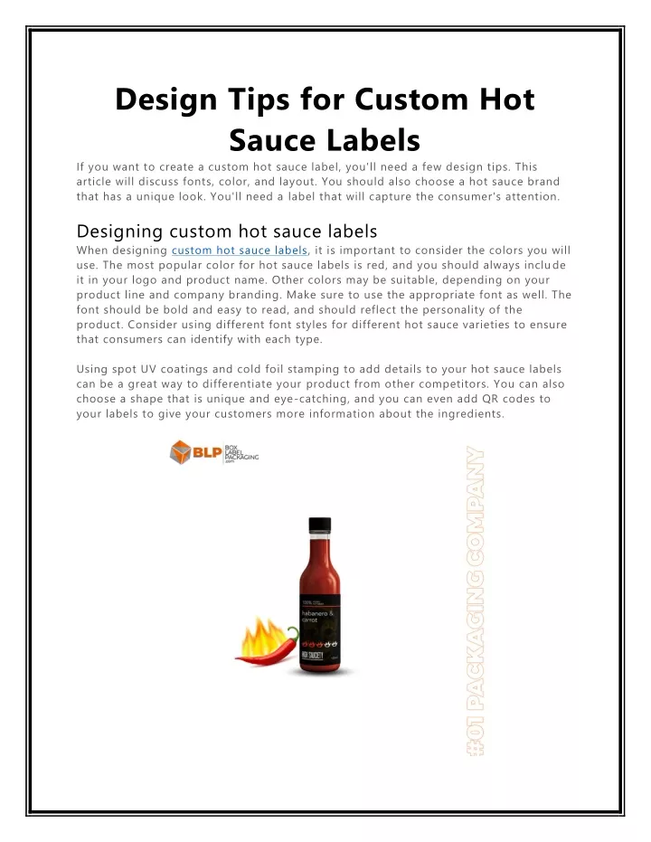 design tips for custom hot sauce labels