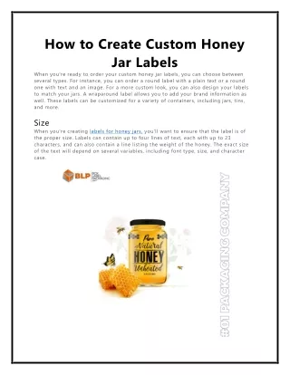 how to create custom honey jar labels when