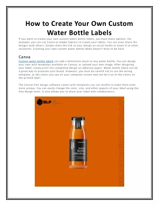 how to create your own custom water bottle labels