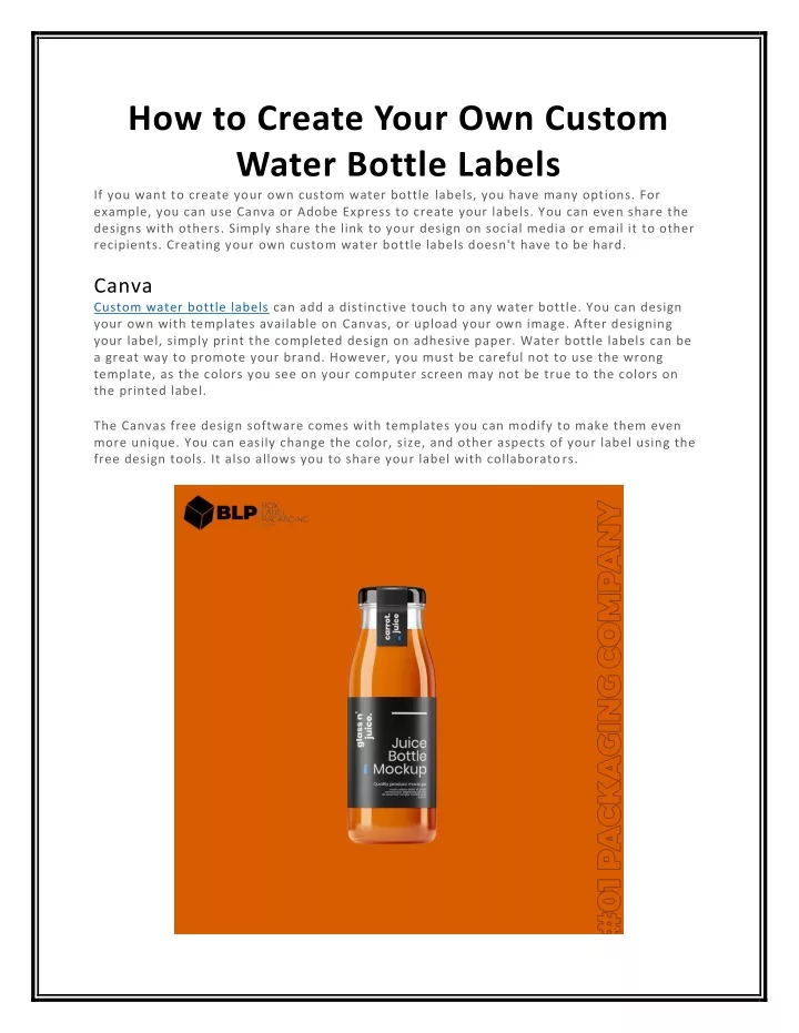 how to create your own custom water bottle labels