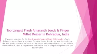 Top Largest Fresh Amaranth Seeds & Finger Millet Dealer in Dehradun, India