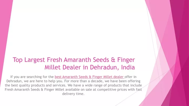 top largest fresh amaranth seeds finger millet dealer in dehradun india