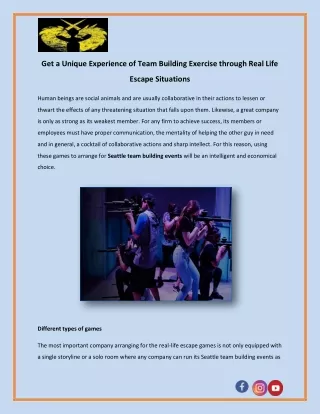 Get a Unique Experience of Team Building Exercise through Real Life Escape Situations