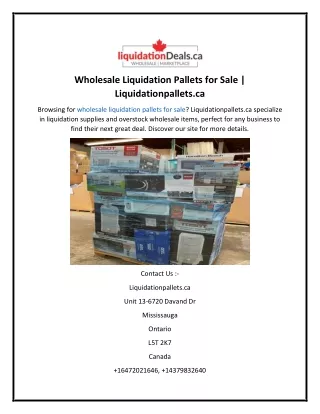 Wholesale Liquidation Pallets for Sale  Liquidationpallets.ca