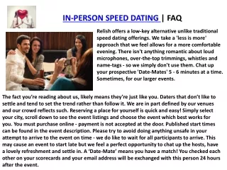 Relish Dating - Speed Dating - Matchmaking - Coaching