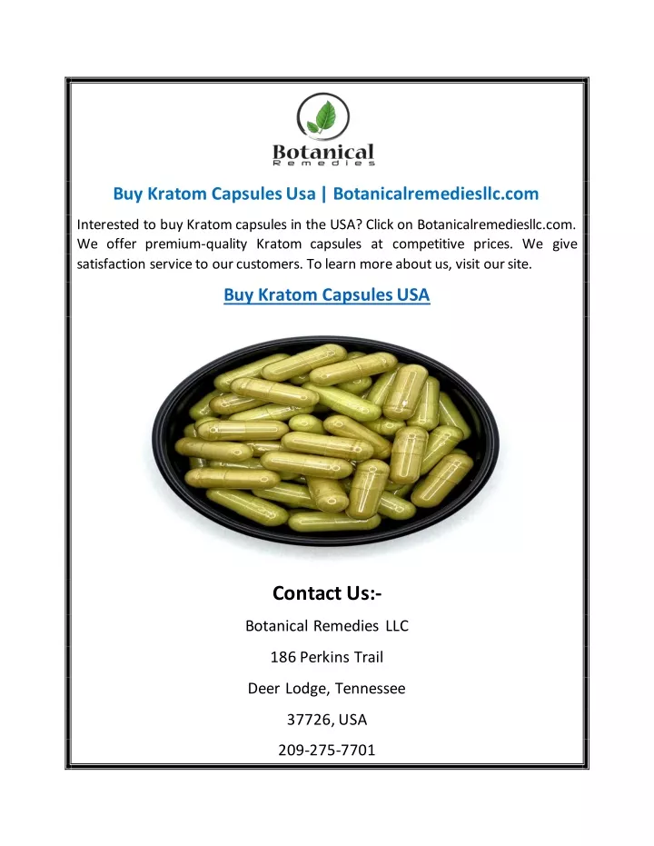 buy kratom capsules usa botanicalremediesllc com