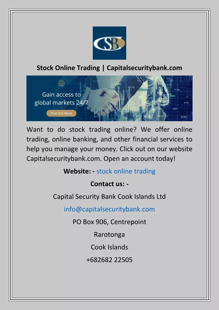 stock online trading capitalsecuritybank com