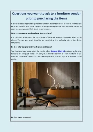questions you want to ask to a furniture vendor