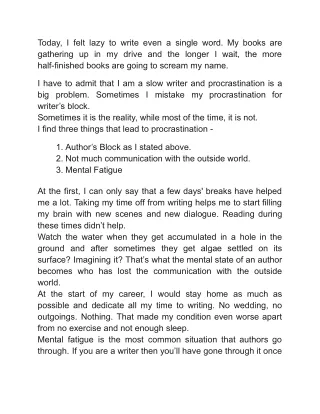 Author and the great Procrastination