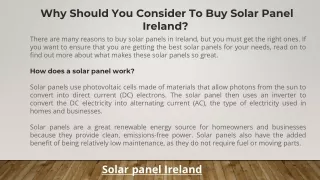 Why Should You Consider To Buy Solar Panel Ireland