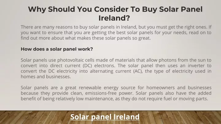 why should you consider to buy solar panel ireland