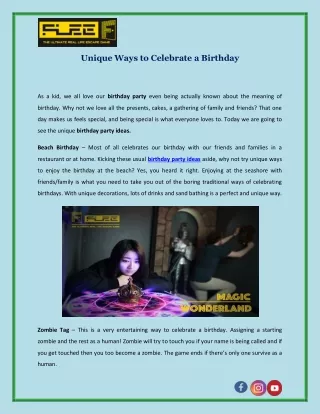 Unique Ways to Celebrate a Birthday