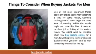 Things To Consider When Buying Jackets For Men