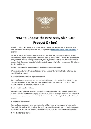 How to Choose the Best Baby Skin Care Product