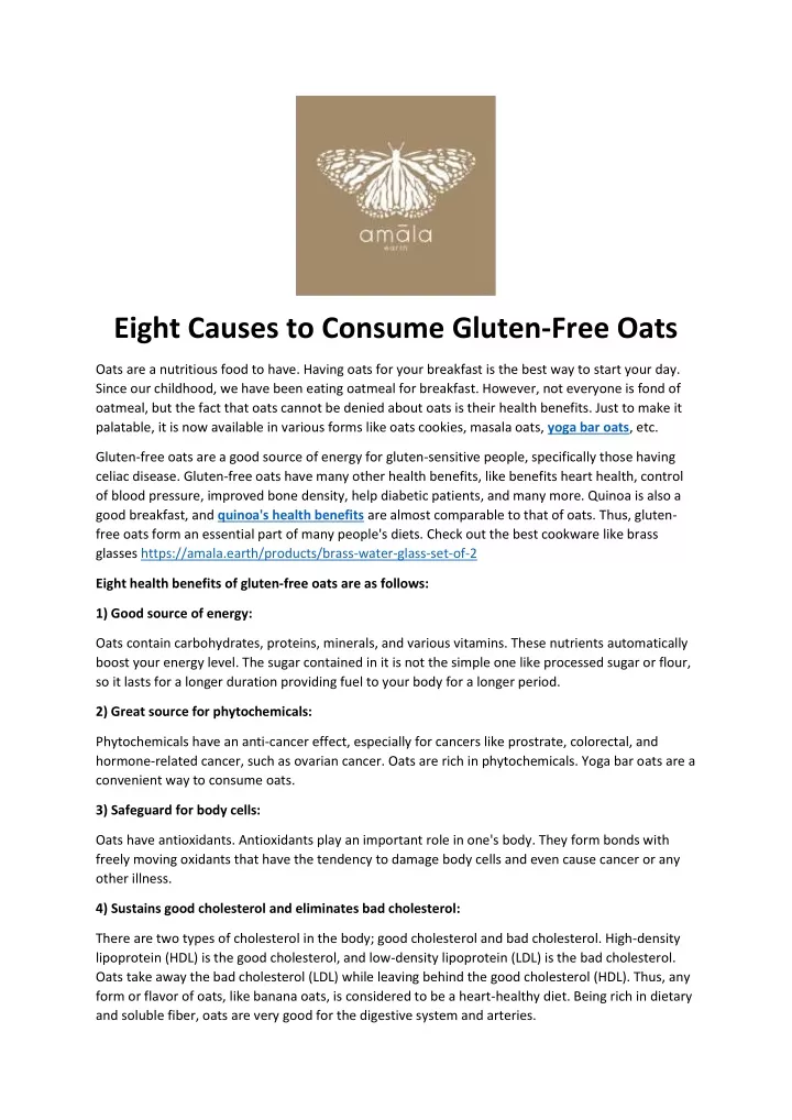 eight causes to consume gluten free oats