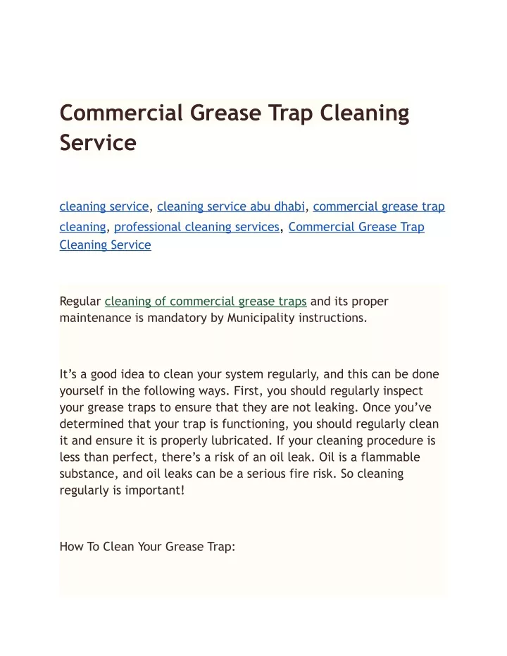 commercial grease trap cleaning service