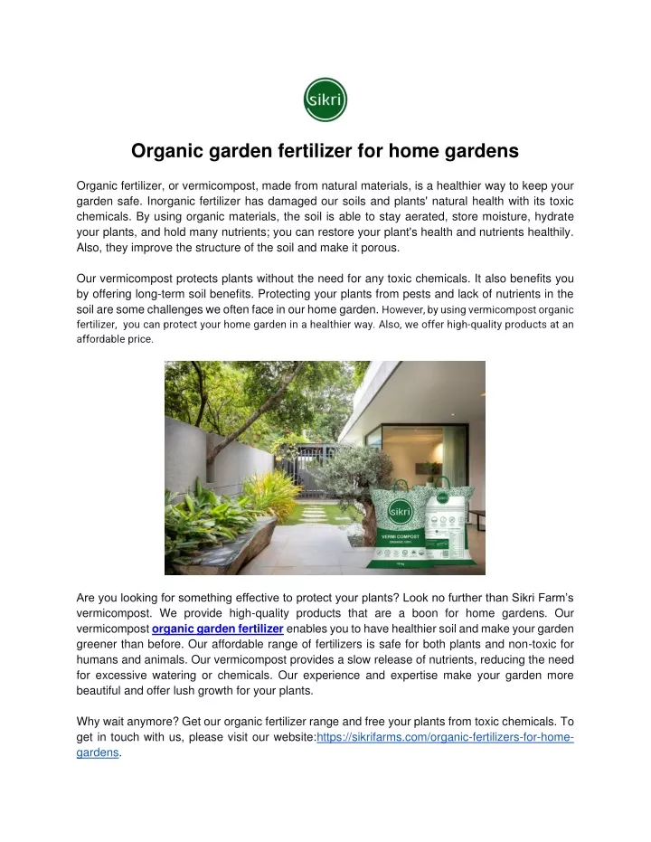 organic garden fertilizer for home gardens