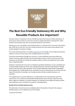 The Best Eco-Friendly Stationery Kit and Why Reusable Products Are Important!