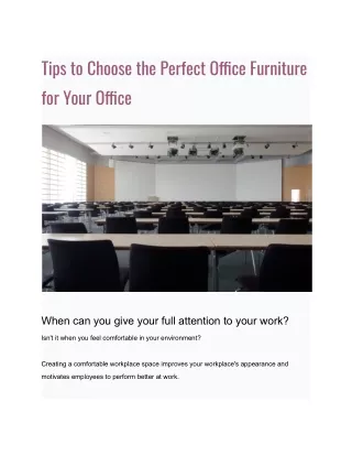 Tips to Choose the Perfect Office Furniture for Your Office