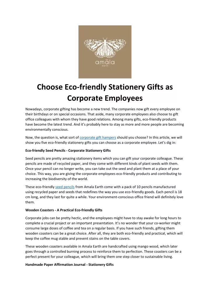 choose eco friendly stationery gifts as corporate