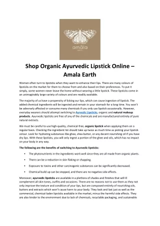 Shop Organic Ayurvedic Lipstick Online at Amala Earth