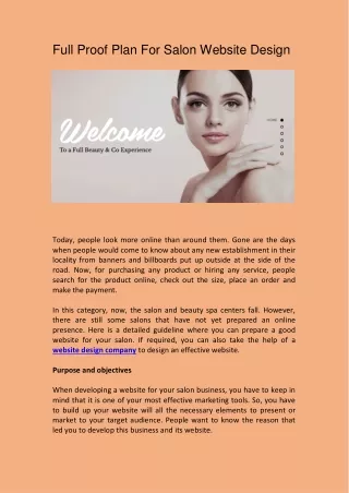 Full Proof Plan For Salon Website Design