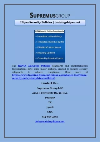 Hipaa Security Policies | training-hipaa.net