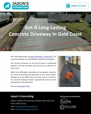 Get A Long-Lasting Concrete Driveway In Gold Coast