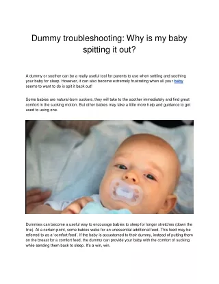 Dummy troubleshooting: Why is my baby spitting it out?