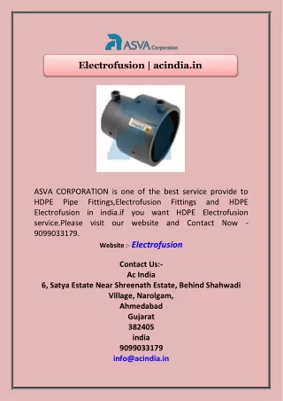 Electrofusion | acindia.in