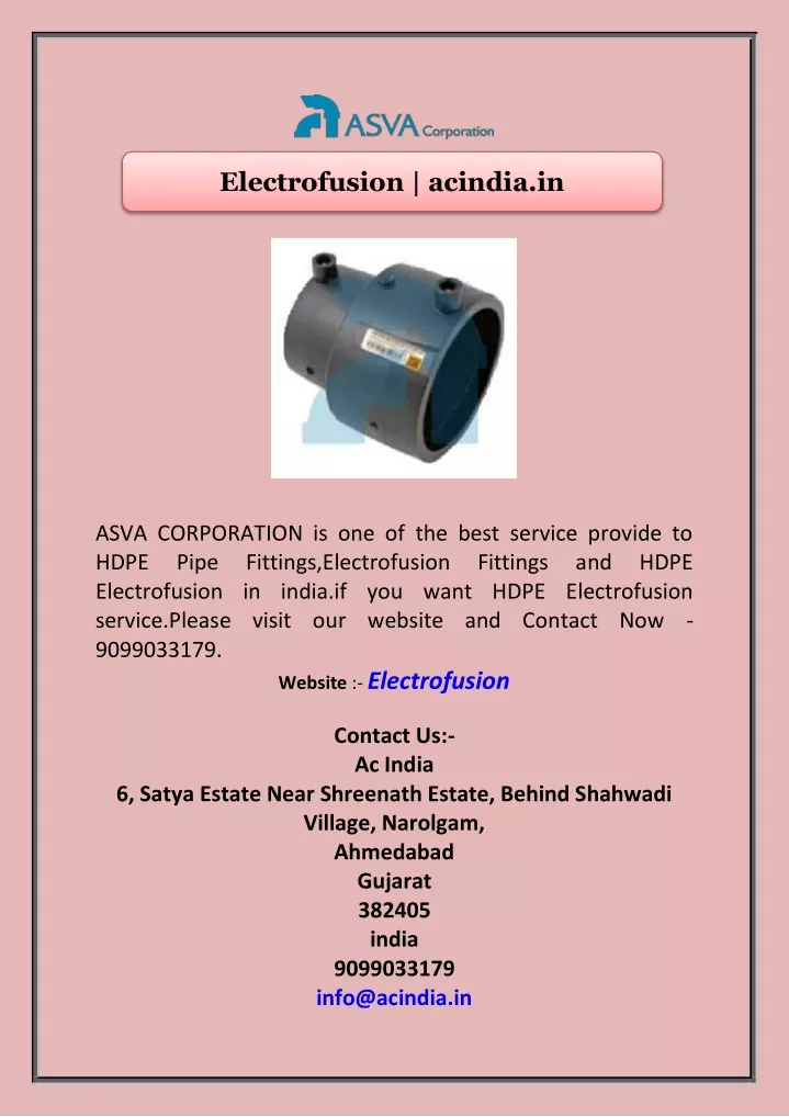 electrofusion acindia in