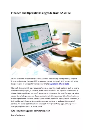 Finance and Operations upgrade from AX 2012