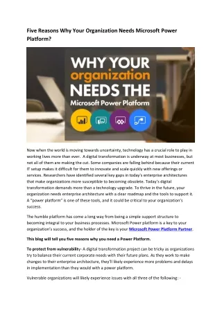 five reasons why your organization needs