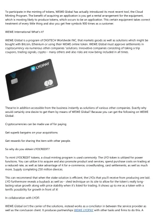to participate in the minting of tokens wewe