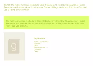 [READ] The Native American Herbalistâ€™s Bible [9 Books in 1] Find Out Thous
