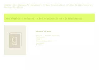 [BOOK] The Emperor's Handbook A New Translation of The Meditations  by Marcu