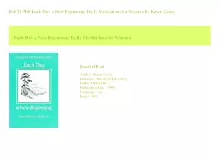 [GET] PDF Each Day a New Beginning Daily Meditations for Women  by Karen Cas