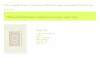 [P.D.F_book] Wild Remedies Plant Medicines That Heal You  Your Family  and t