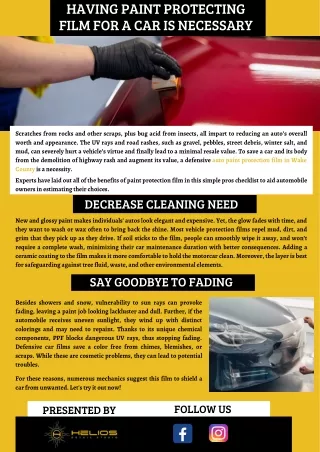 Essentials Of Paint Protection Film For A Car