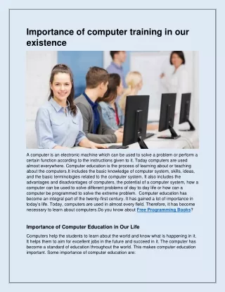 importance of computer training in our existence