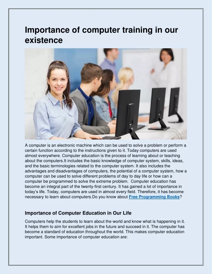 importance of computer training in our existence