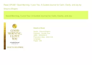 Read_EPUB)^ Good Morning  I Love You A Guided Journal for Calm  Clarity  and