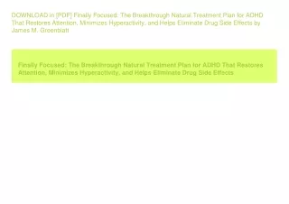 DOWNLOAD in [PDF] Finally Focused The Breakthrough Natural Treatment Plan fo