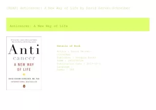 [READ] Anticancer A New Way of Life  by David Servan-Schreiber